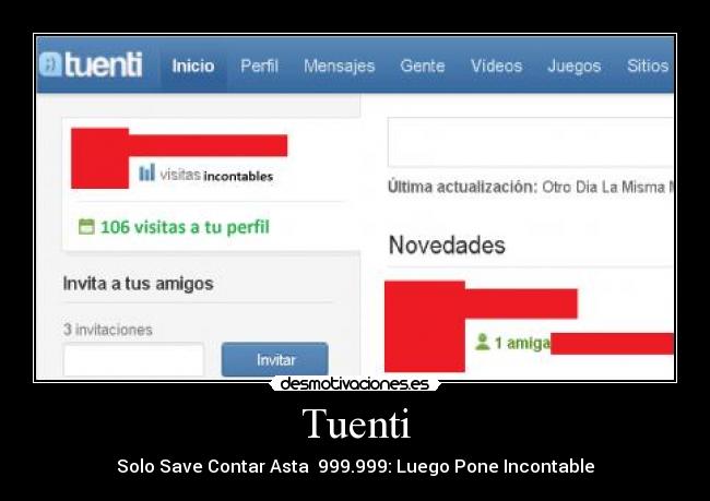 Tuenti - Solo Save Contar Asta 999.999: Luego Pone Incontable
