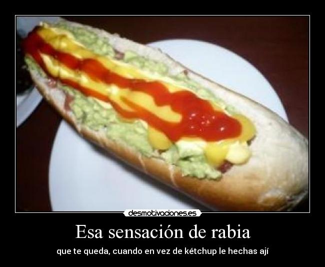 Esa sensación de rabia - que te queda, cuando en vez de kétchup le hechas ají