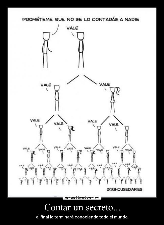 Contar un secreto... - al final lo terminará conociendo todo el mundo.