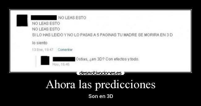 Ahora las predicciones - Son en 3D