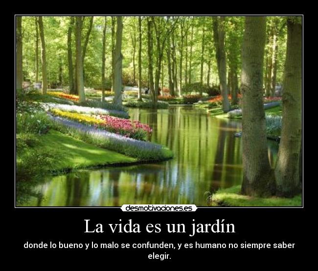 La vida es un jardín - donde lo bueno y lo malo se confunden, y es humano no siempre saber elegir.