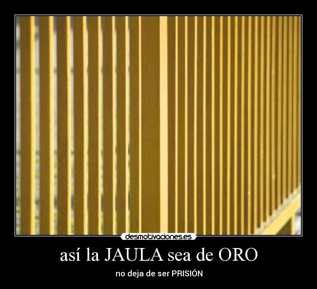 así la JAULA sea de ORO - no deja de ser PRISIÓN