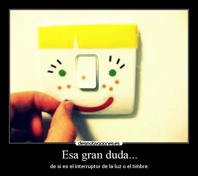 Esa gran duda... - de si es el interruptor de la luz o el timbre.