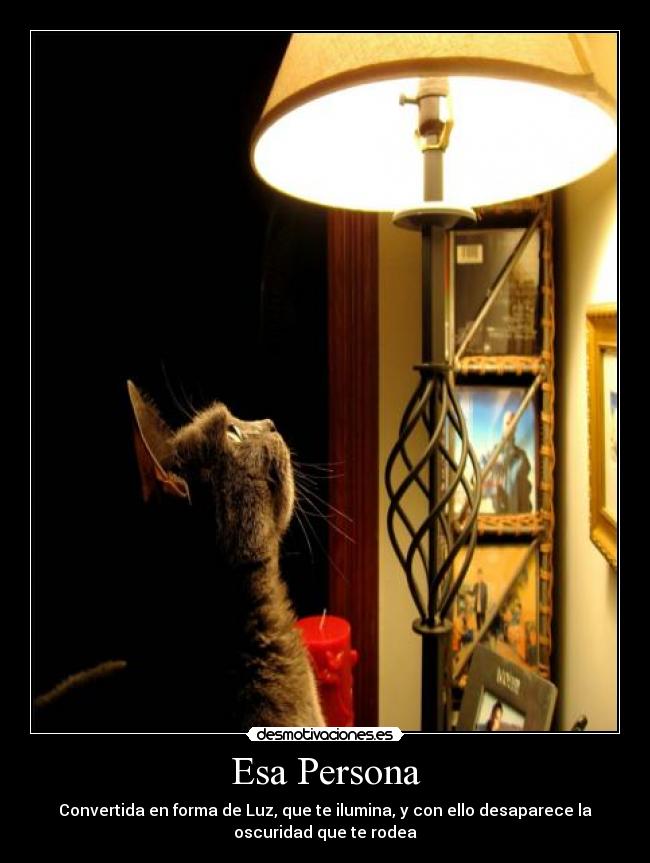 Esa Persona - Convertida en forma de Luz, que te ilumina, y con ello desaparece la
oscuridad que te rodea