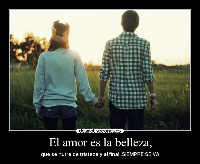 El amor es la belleza, - que se nutre de tristeza y al final..SIEMPRE SE VA