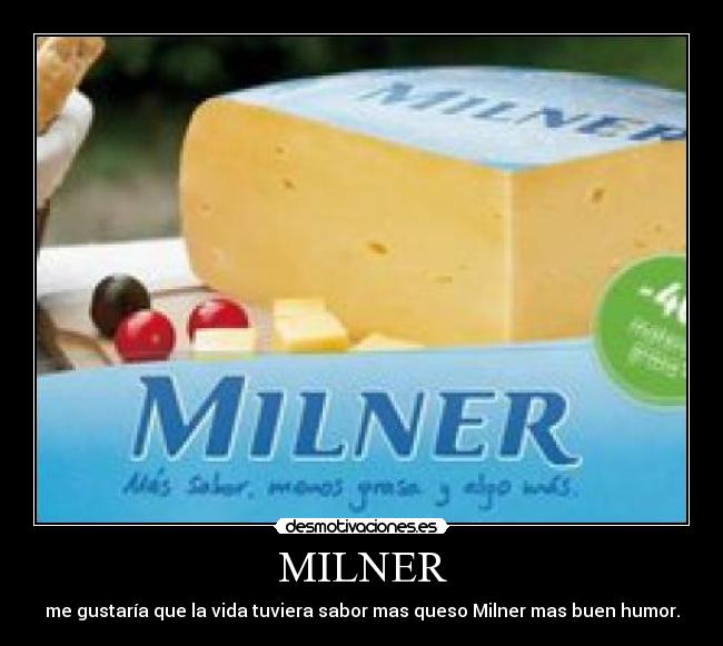 MILNER - me gustaría que la vida tuviera sabor mas queso Milner mas buen humor.