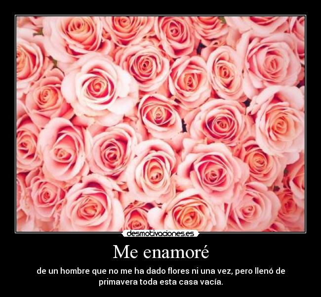 Me enamoré - de un hombre que no me ha dado flores ni una vez, pero llenó de
primavera toda esta casa vacía.