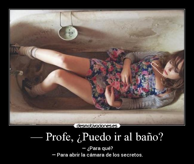 — Profe, ¿Puedo ir al baño? - — ¿Para qué?
— Para abrir la cámara de los secretos.