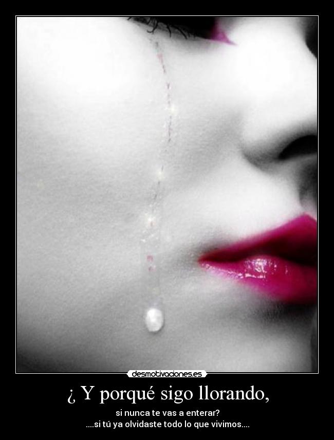 ¿ Y porqué sigo llorando, - si nunca te vas a enterar?
....si tú ya olvidaste todo lo que vivimos....