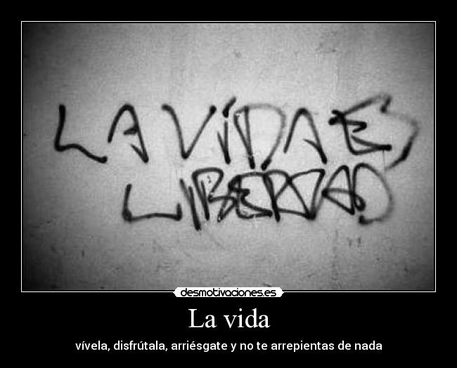 La vida - vívela, disfrútala, arriésgate y no te arrepientas de nada