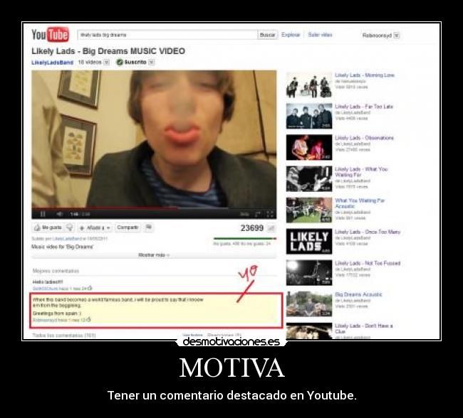 MOTIVA - Tener un comentario destacado en Youtube.