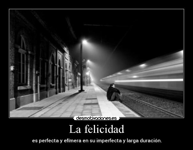La felicidad - es perfecta y efímera en su imperfecta y larga duración.