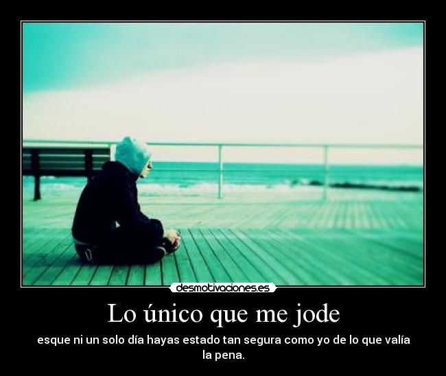 Lo único que me jode - esque ni un solo día hayas estado tan segura como yo de lo que valía la pena.