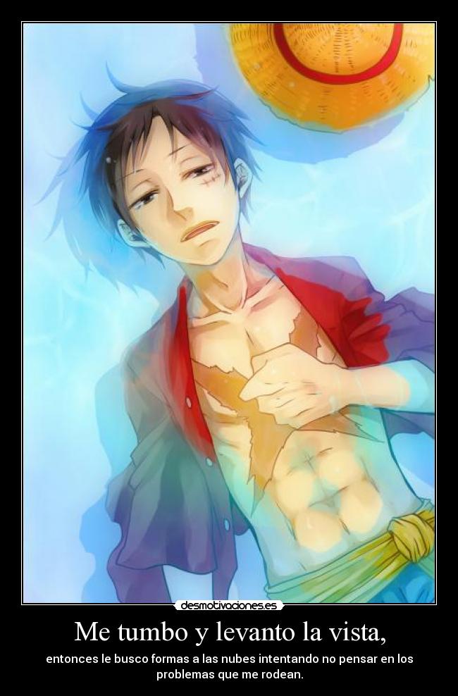 carteles luffy dos anos despues one piece nubes luffytato-kun encanto cartel xdd desmotivaciones