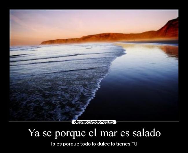 Ya se porque el mar es salado - lo es porque todo lo dulce lo tienes TU♥