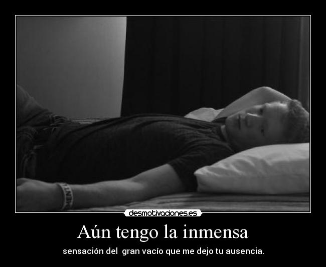 Aún tengo la inmensa - sensación del  gran vacío que me dejo tu ausencia.