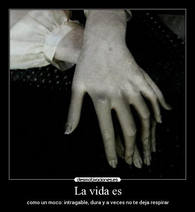 La vida es - como un moco: intragable, dura y a veces no te deja respirar