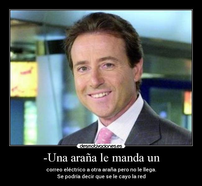-Una araña le manda un - correo eléctrico a otra araña pero no le llega.
Se podría decir que se le cayo la red
