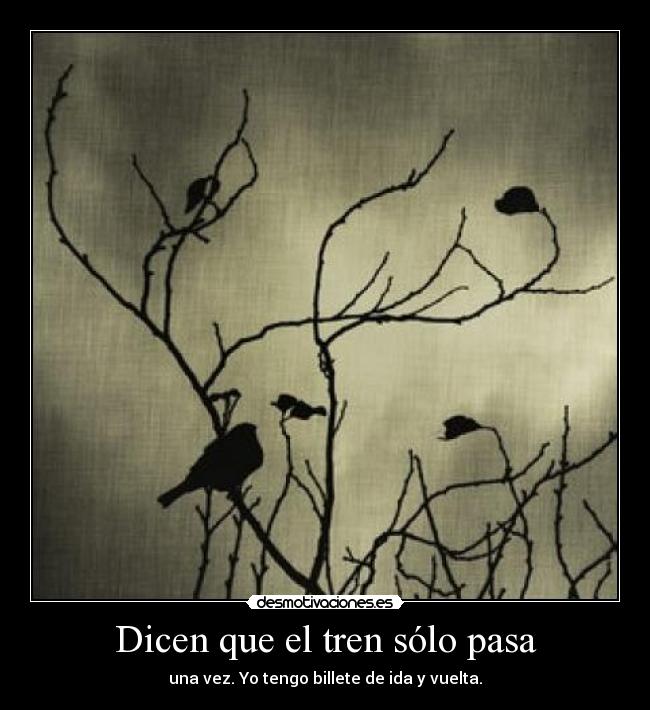 Dicen que el tren sólo pasa - una vez. Yo tengo billete de ida y vuelta.
