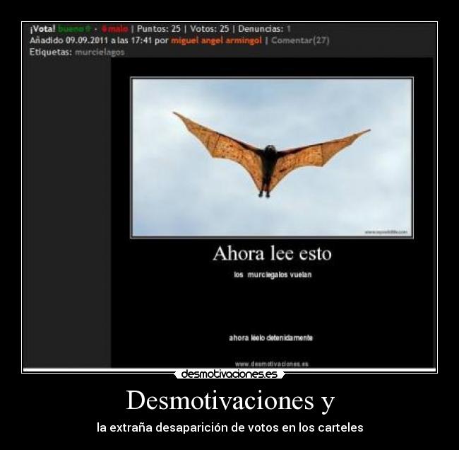 Desmotivaciones y - la extraña desaparición de votos en los carteles