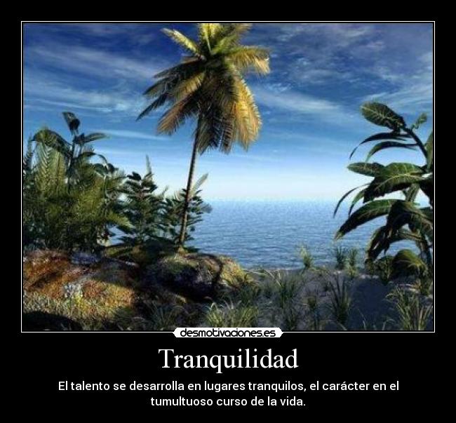Tranquilidad - El talento se desarrolla en lugares tranquilos, el carácter en el
tumultuoso curso de la vida.
