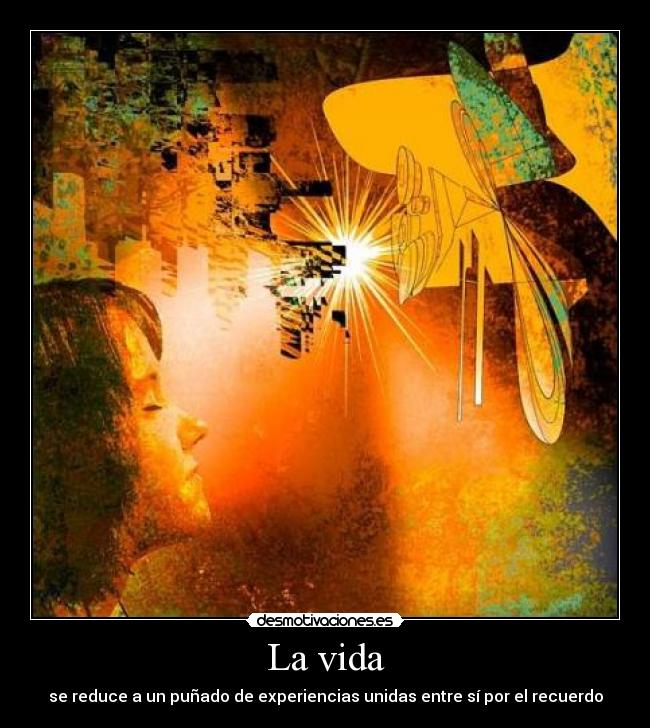 La vida - se reduce a un puñado de experiencias unidas entre sí por el recuerdo