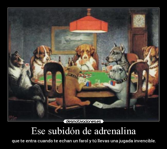 Ese subidón de adrenalina - que te entra cuando te echan un farol y tú llevas una jugada invencible.