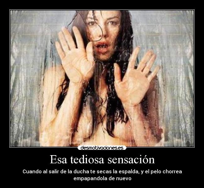 Esa tediosa sensación - Cuando al salir de la ducha te secas la espalda, y el pelo chorrea
empapandola de nuevo
