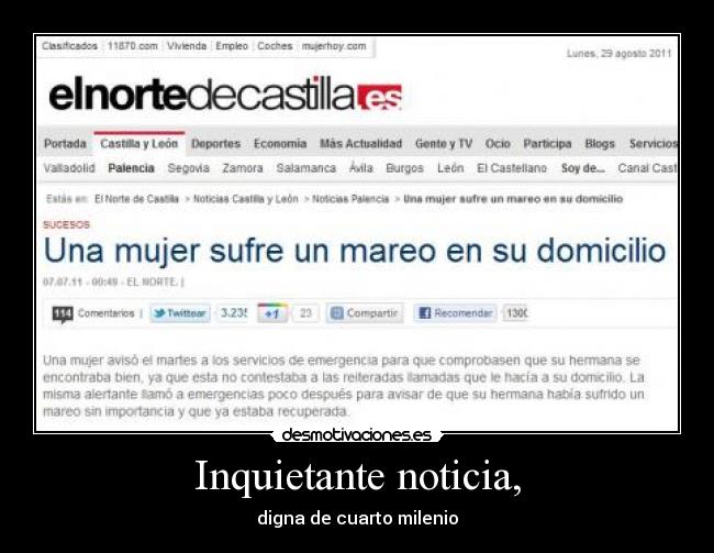 Inquietante noticia, - 