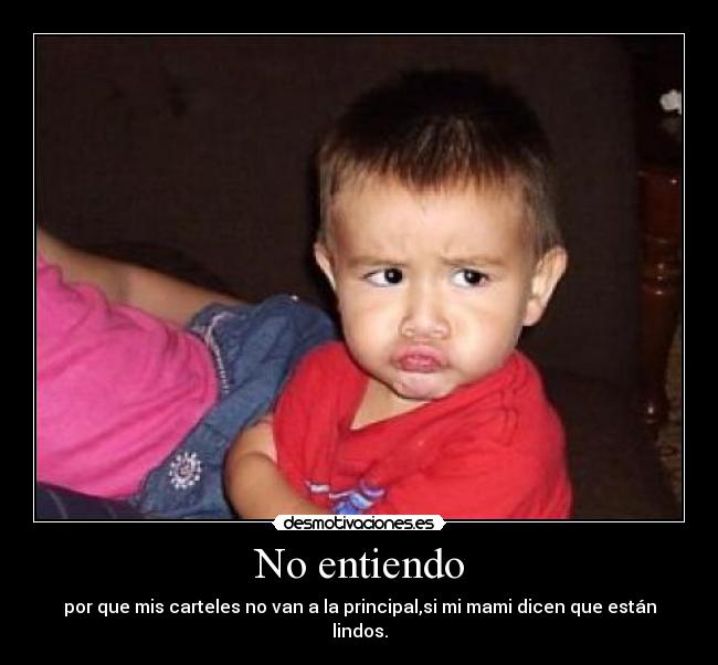 No entiendo - por que mis carteles no van a la principal,si mi mami dicen que están lindos.