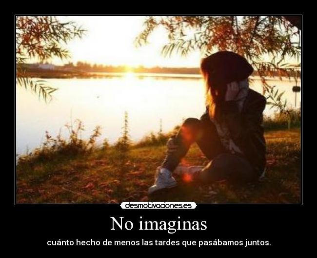 No imaginas - cuánto hecho de menos las tardes que pasábamos juntos.