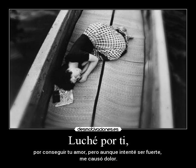 Luché por ti, - por conseguir tu amor, pero aunque intenté ser fuerte, 
me causó dolor.