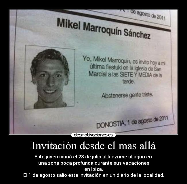 Invitación desde el mas allá -