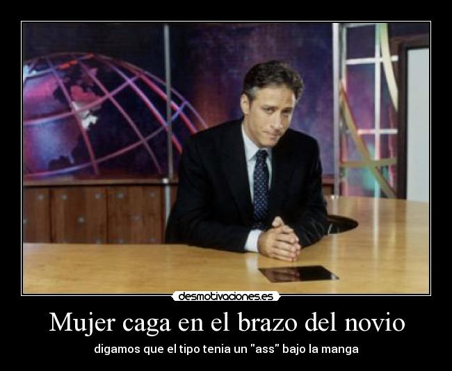 Mujer caga en el brazo del novio -