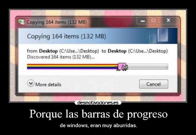 carteles barras progreso windows nyan cat desmotivaciones