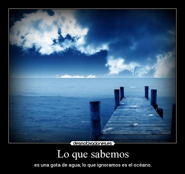 Lo que sabemos - es una gota de agua; lo que ignoramos es el océano.