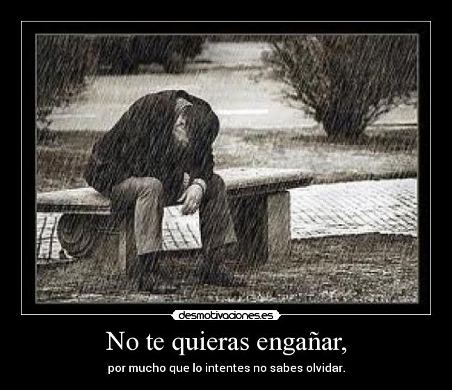 No te quieras engañar, - por mucho que lo intentes no sabes olvidar.