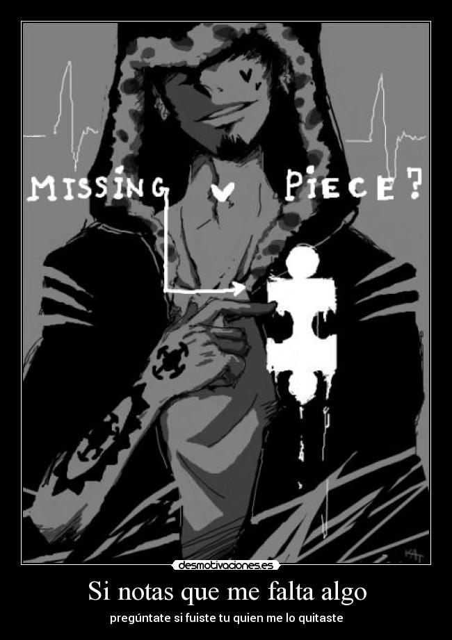 carteles one piece trafalgar law faltar pieza quitar desmotivaciones