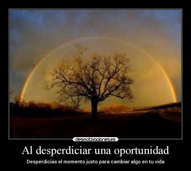 Al desperdiciar una oportunidad - 