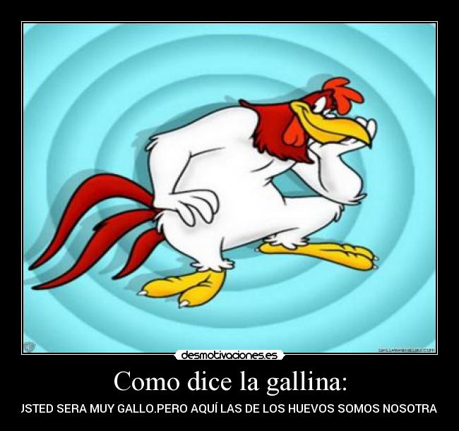Como dice la gallina: - USTED SERA MUY GALLO.PERO AQUÍ LAS DE LOS HUEVOS SOMOS NOSOTRAS