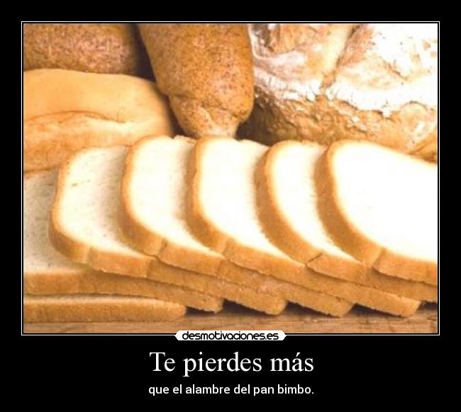 Te pierdes más - que el alambre del pan bimbo.