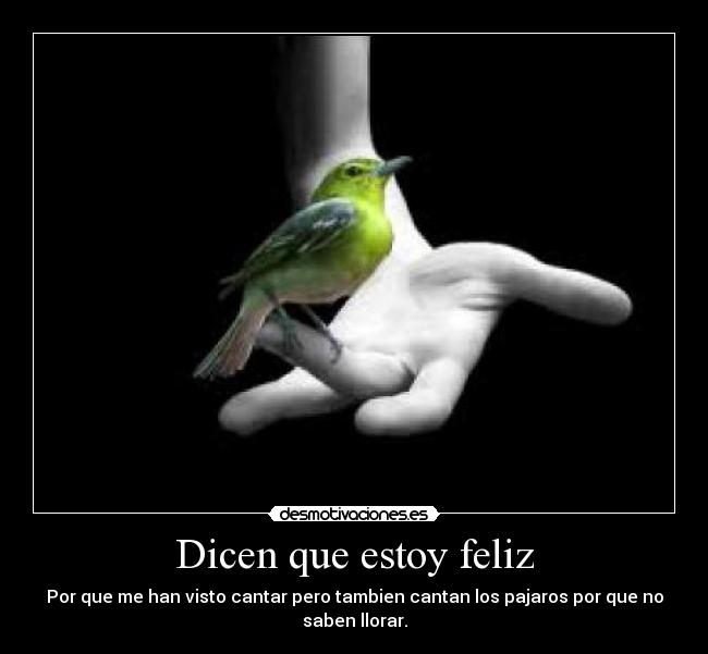 Dicen que estoy feliz - Por que me han visto cantar pero tambien cantan los pajaros por que no
saben llorar.