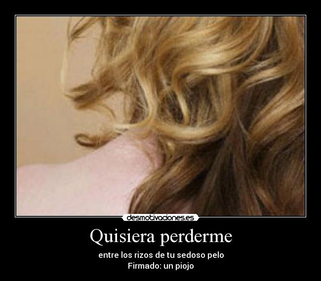 Quisiera perderme - entre los rizos de tu sedoso pelo
Firmado: un piojo