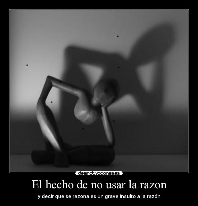 El hecho de no usar la razon - y decir que se razona es un grave insulto a la razón