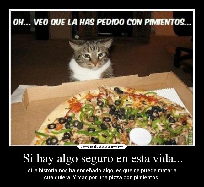 Si hay algo seguro en esta vida... - si la historia nos ha enseñado algo, es que se puede matar a
cualquiera.	Y mas por una pizza con pimientos..