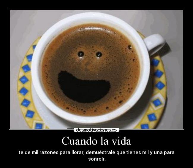 Cuando la vida - te de mil razones para llorar, demuéstrale que tienes mil y una para sonreír.
