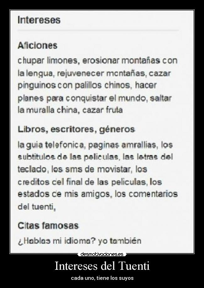 Intereses del Tuenti - 