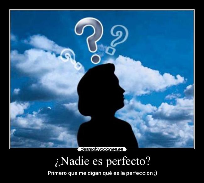 ¿Nadie es perfecto? - Primero que me digan qué es la perfeccion ;)