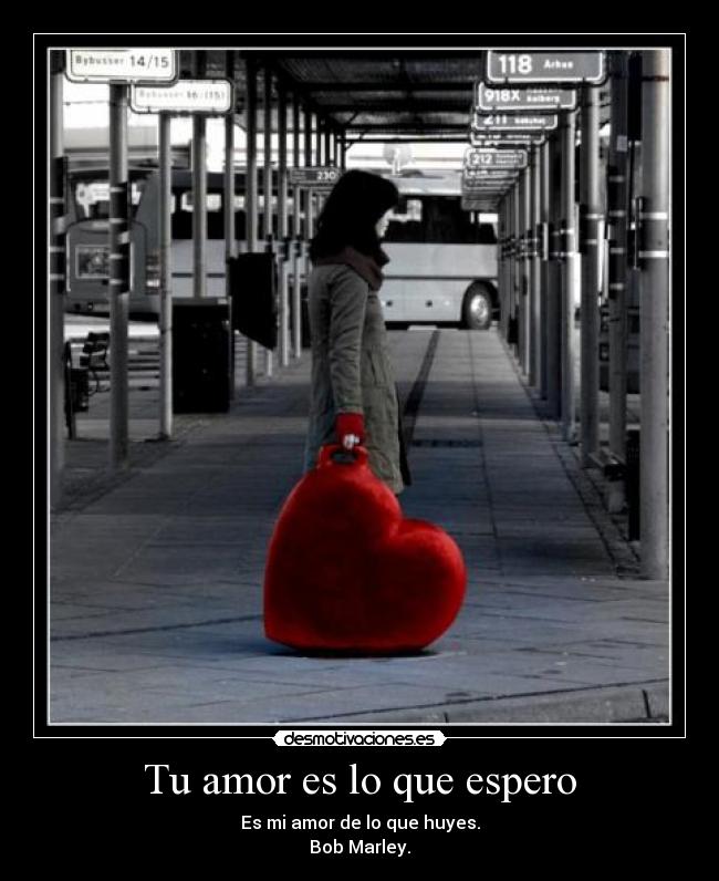 Tu amor es lo que espero - Es mi amor de lo que huyes.
Bob Marley.