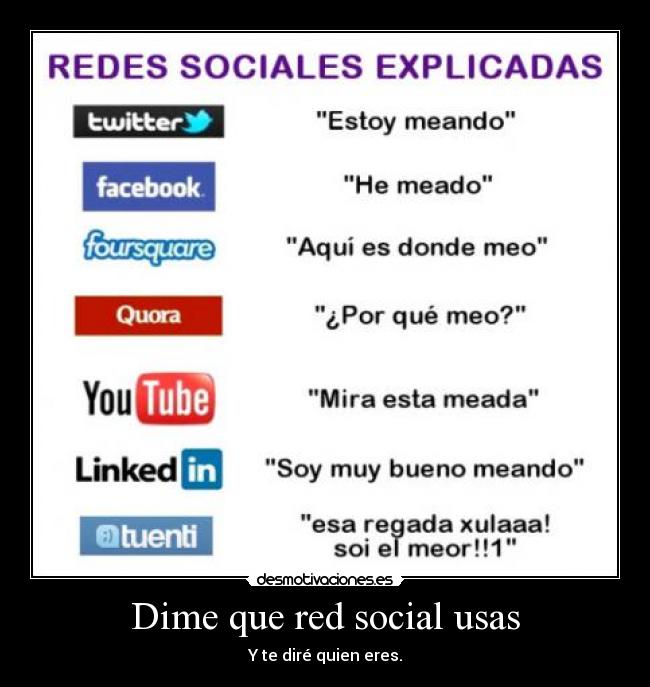 Dime que red social usas - Y te diré quien eres.